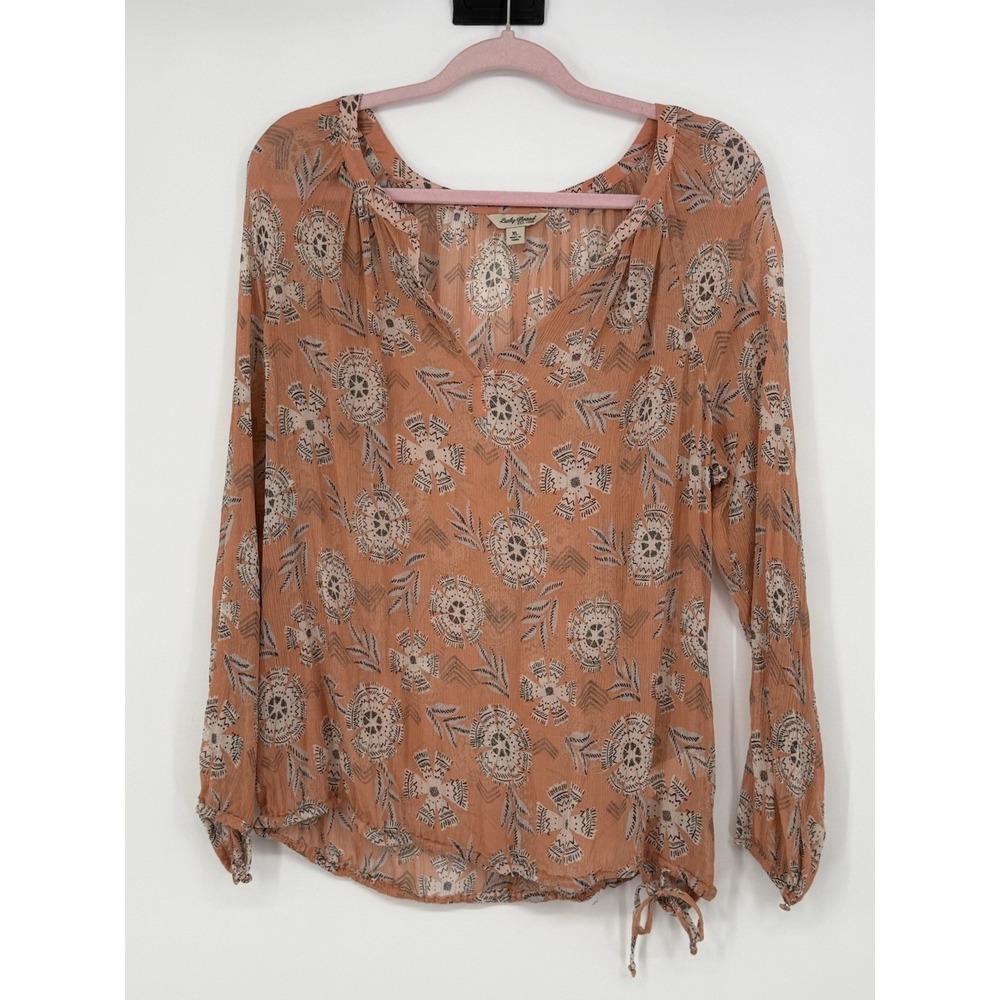 Lucky Brand Women's Sheer Long Sleeve V Neck XL
